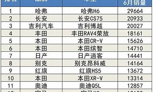 6月汽车销量排行榜_6月汽车销量排行榜2024年